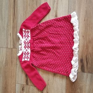 6-12M Gymboree Red Cotton Knit Long Sleeve Sweater Dress Christmas Excellent